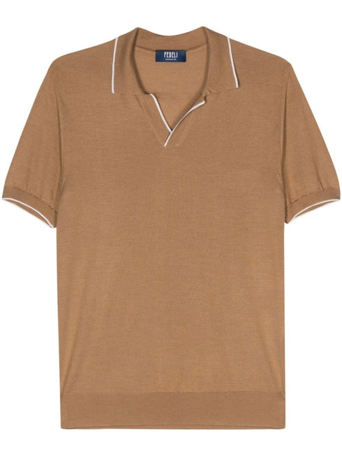 Wave fine-knit polo shirt